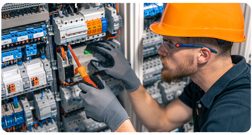 Anchor Electric certified electrician performing residential and commercial control panel upgrades and repairs in Sarasota.