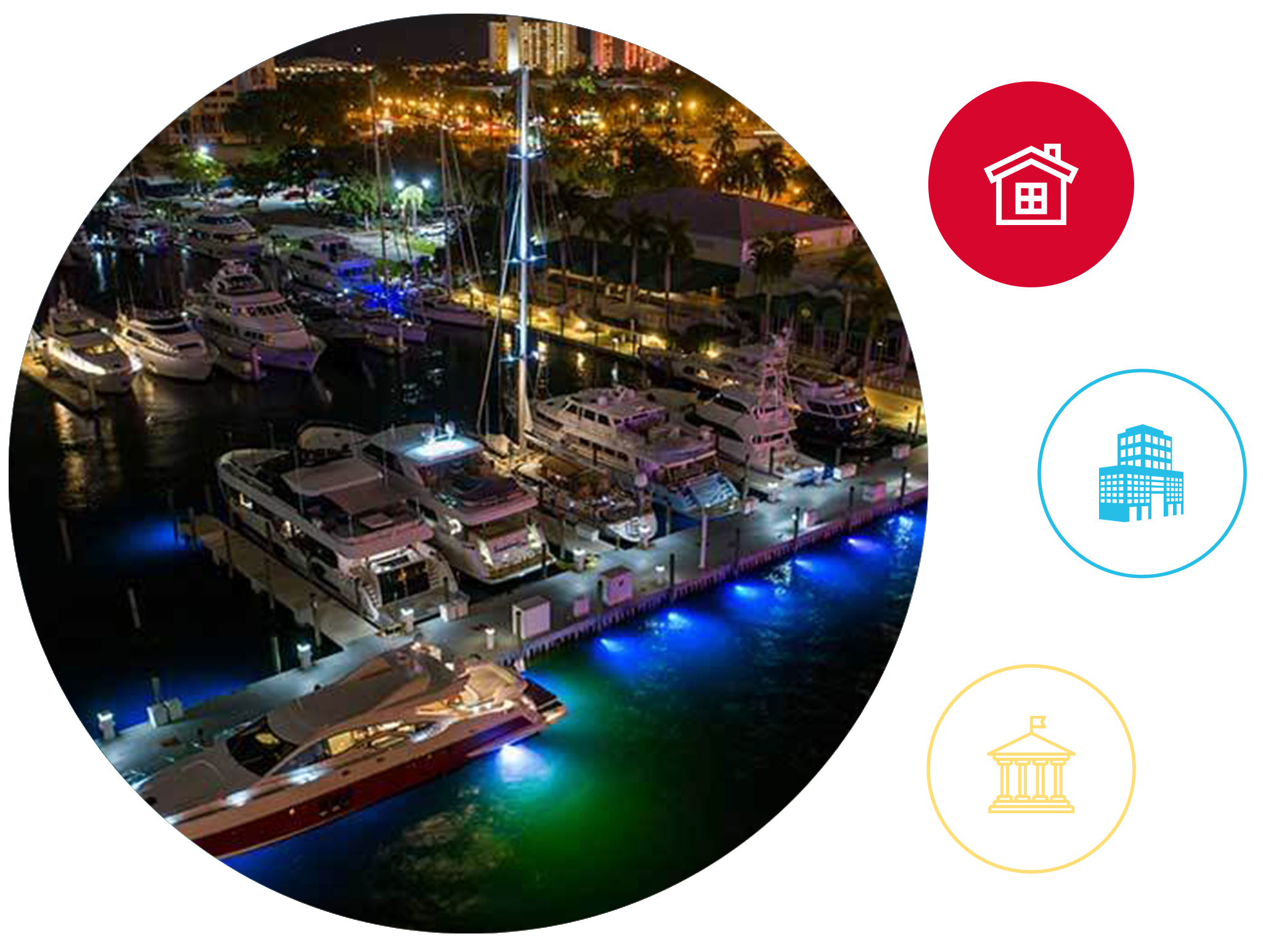 Anchor Electric professional commercial marine dock lighting installation for a luxury yacht marina in Sarasota