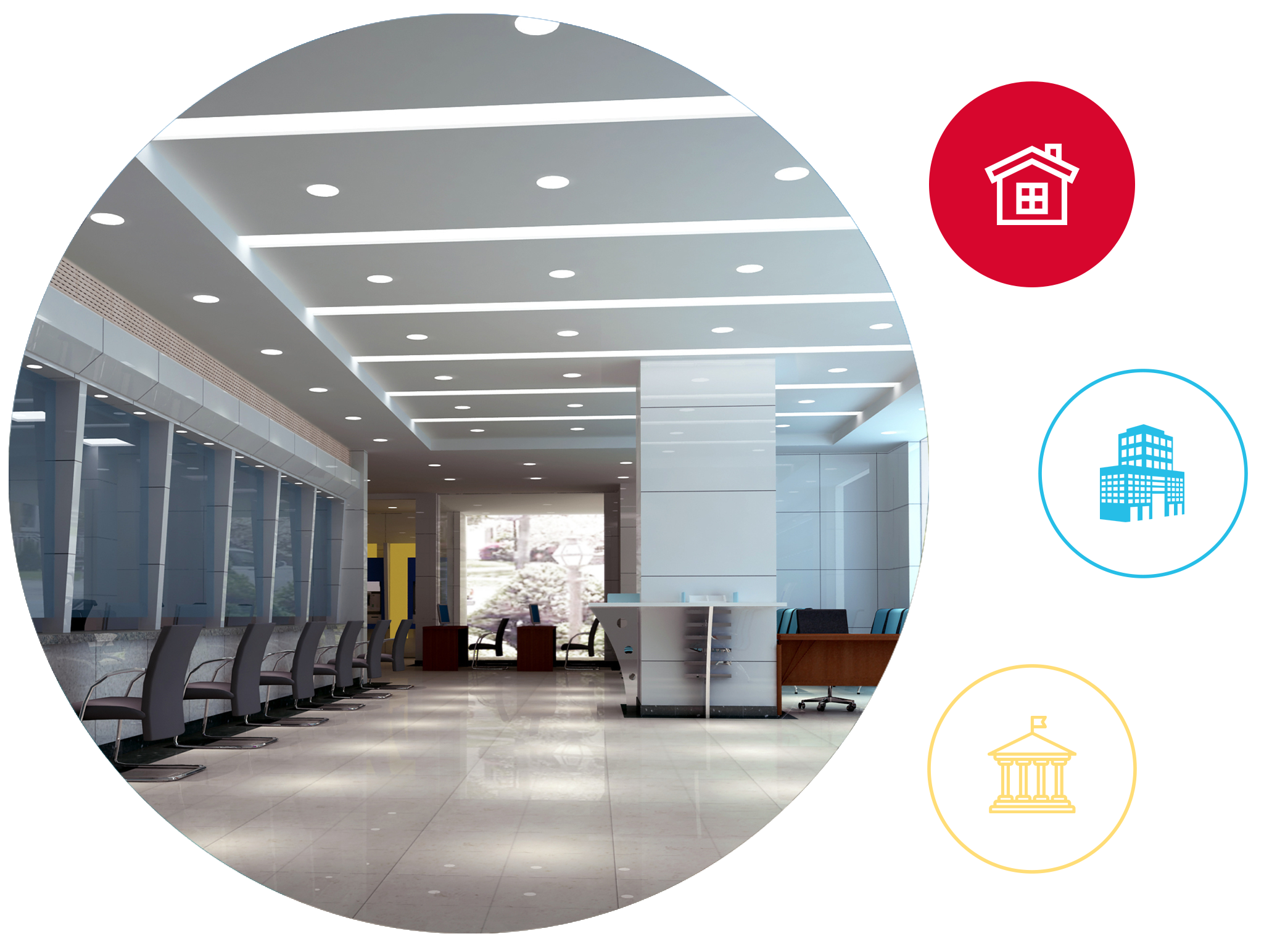 Commercial lighting installation in a modern business hall by Anchor Electric located in Sarasota Florida.