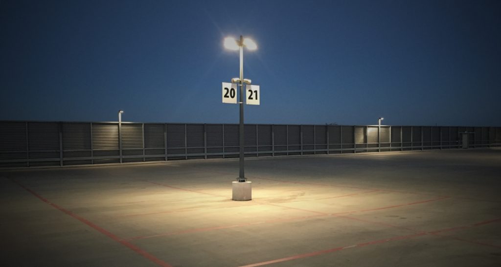 Commercial parking lot LED lighting installation by Anchor Electric in Sarasota Florida