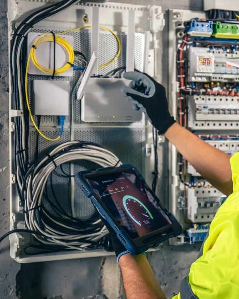 Anchor Electric electrician performing a residential electrical panel inspection and diagnostic testing in Sarasota Florida