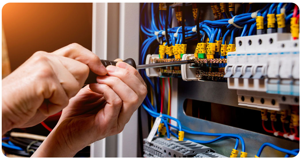 Anchor Electric technician performs residential panel wiring repair and breaker box services in Sarasota, Florida.