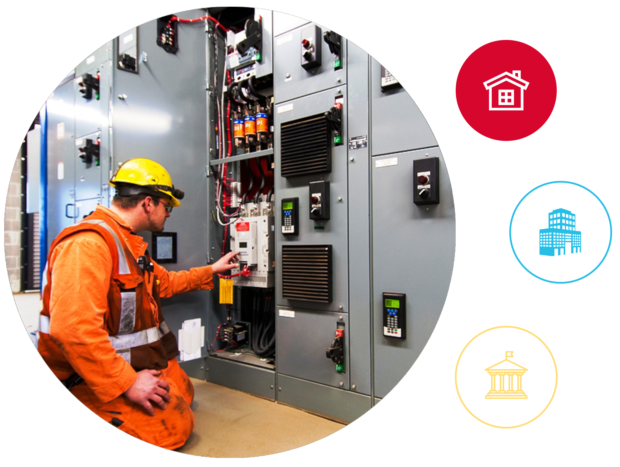 Open residential electrical panel with circuit breakers and wiring