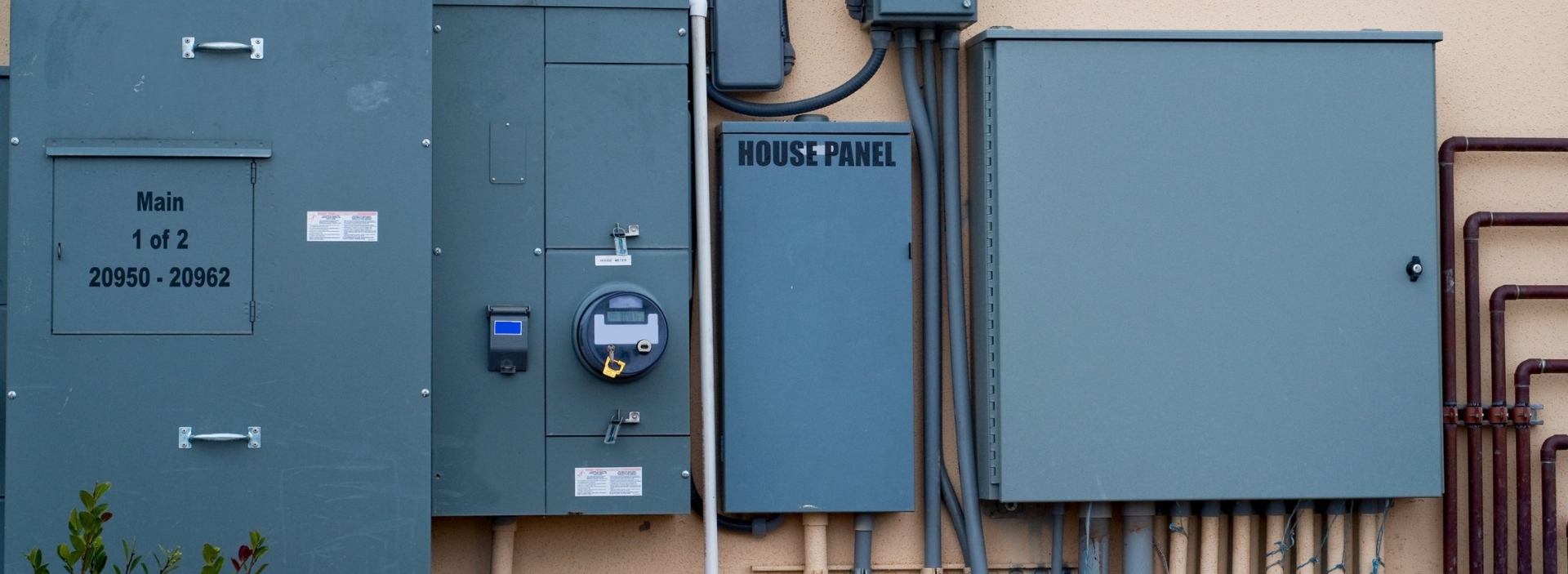 Exterior electrical service panels exposed to Florida weather