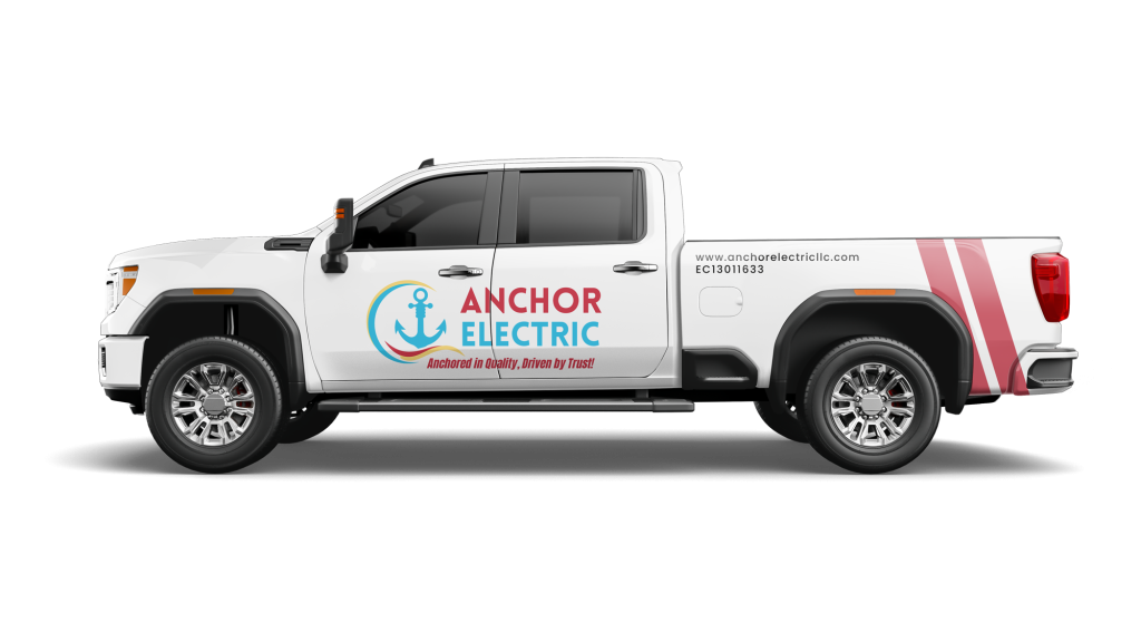 Anchor Electric commercial service truck branded for electrical repairs in Sarasota Florida area.